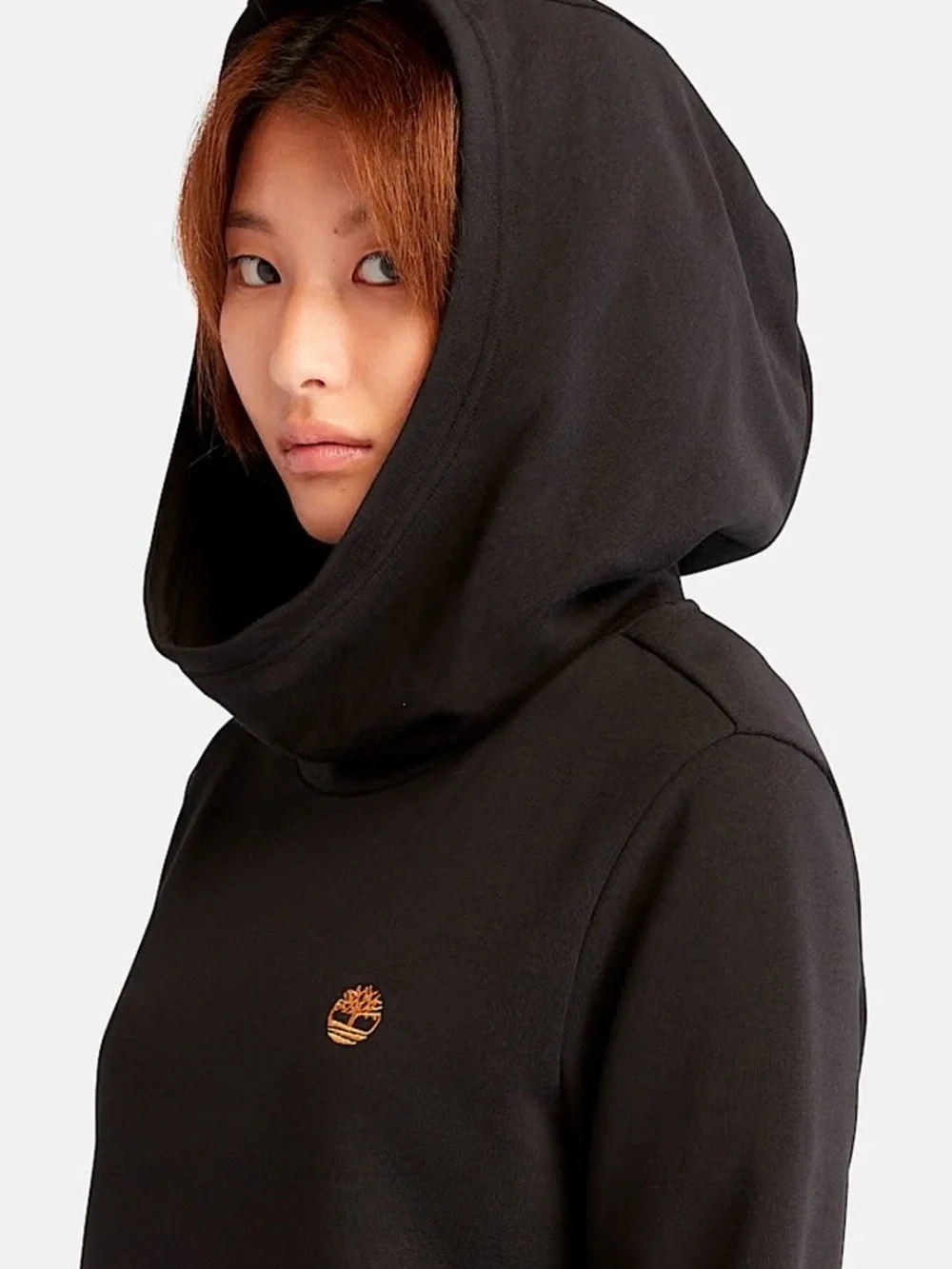 Timberland Black Pullover Hoodie with Gold Tree Logo